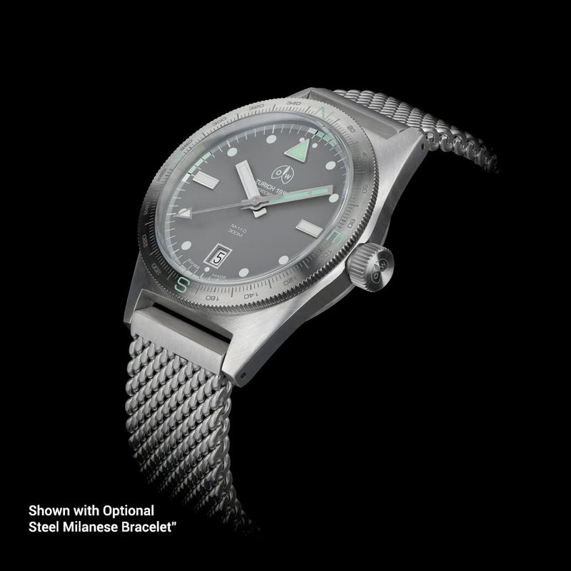 Ollech & Wajs Swiss Automatic M-110 Dive Watch with Compass Bezel #OW-M-110