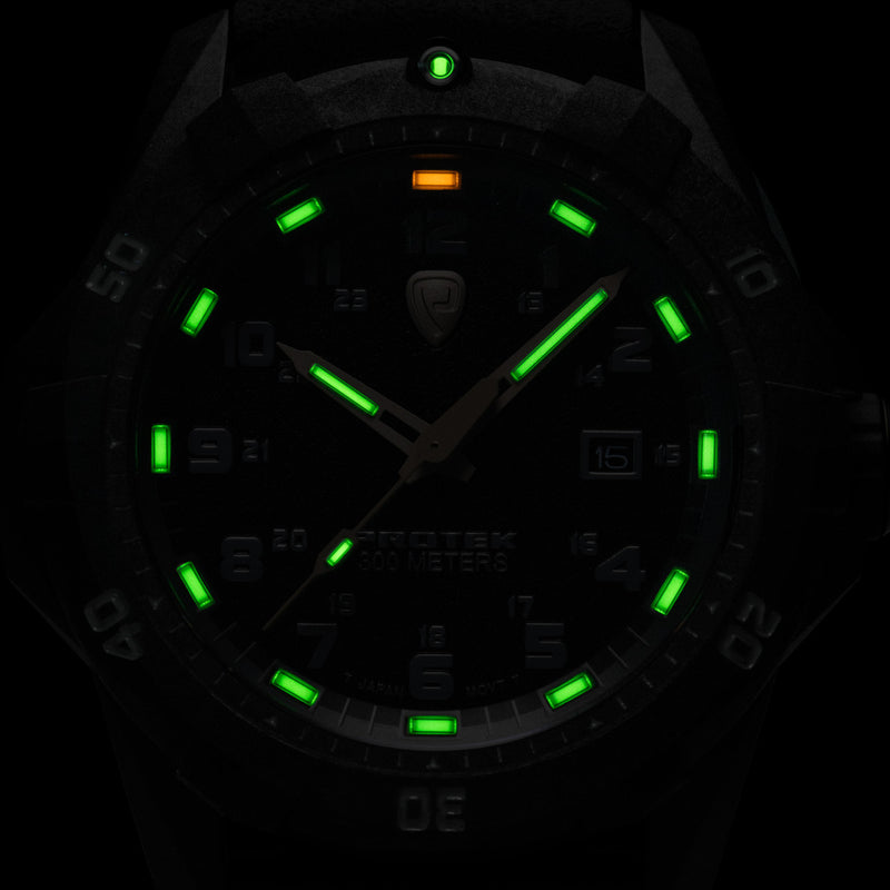 Protek Carbon Composite Tritium Dive Watch 1000 Series with Red Accents #PT1002