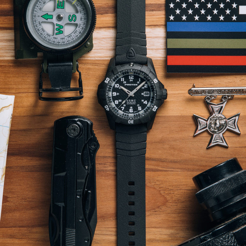 Protek USMC Automatic Tritium Dive Watch with Black Dial #PT1211