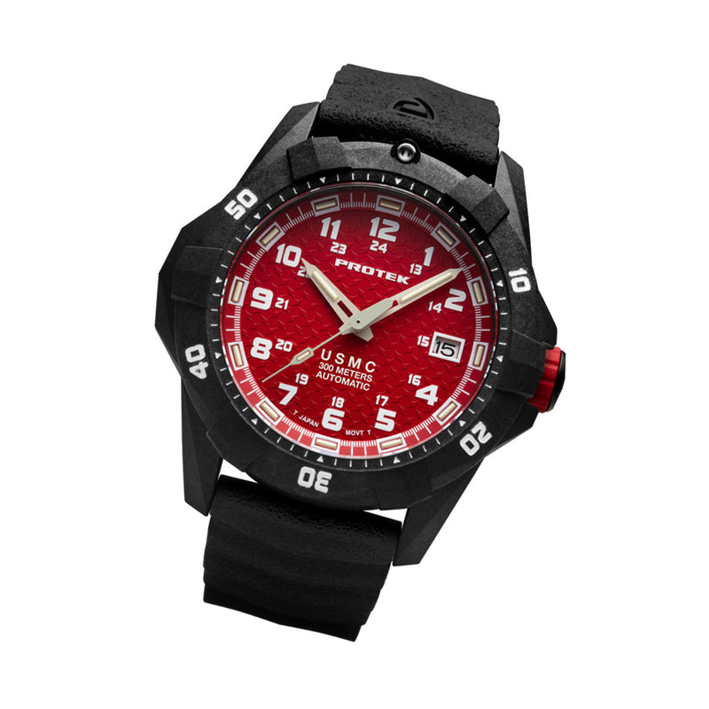 Protek USMC Automatic Tritium Dive Watch with Red Dial #PT1212