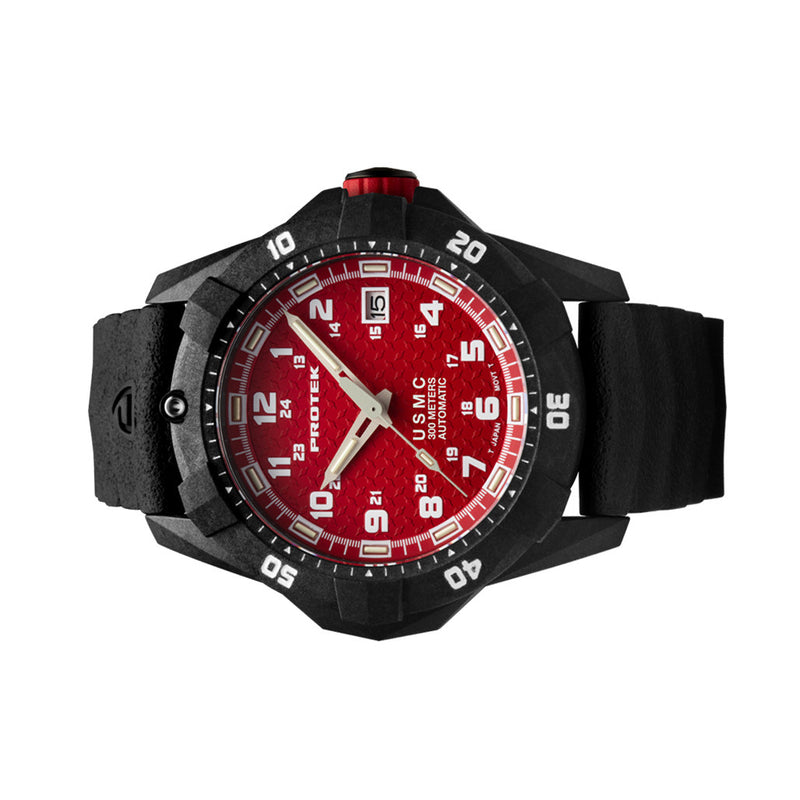 Protek USMC Automatic Tritium Dive Watch with Red Dial #PT1212