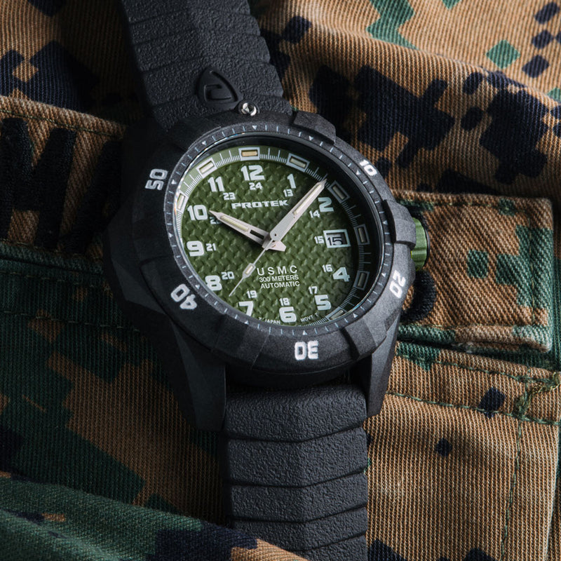 USMC Automatic Tritium Dive Watch with Green Dial #PT1215