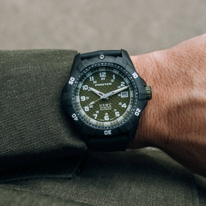 USMC Automatic Tritium Dive Watch with Green Dial #PT1215