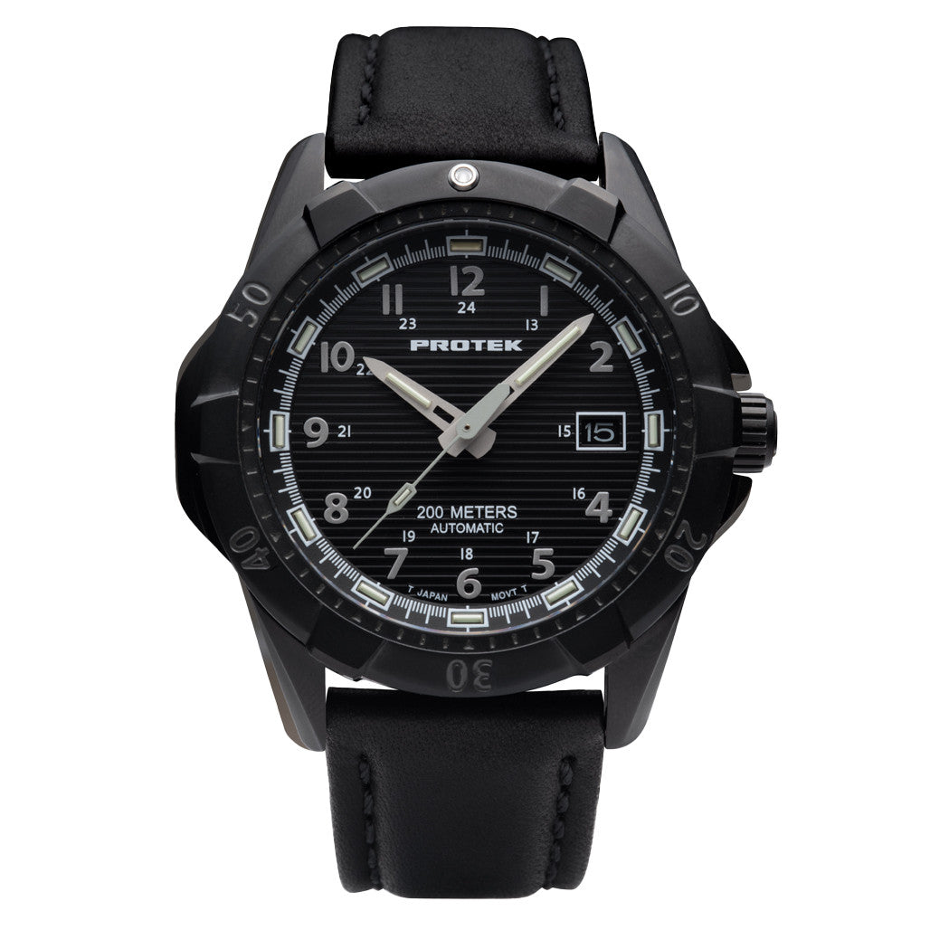 Protek Automatic Tritium Dive Watch with Black Dial #PT2202 — Long