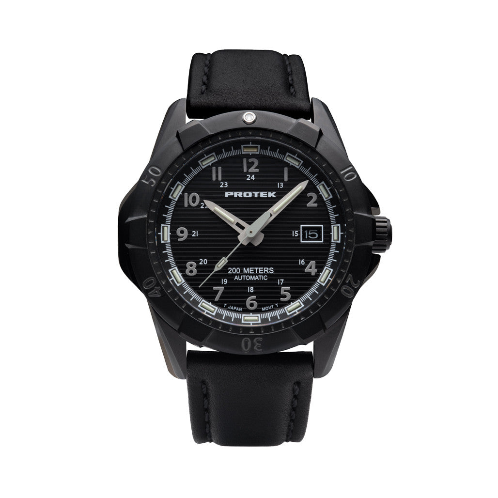 Protek Automatic Tritium Dive Watch with Black Dial #PT2202 — Long