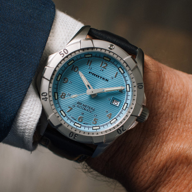 Protek Automatic Tritium Dive Watch with Light Blue Dial #PT2207