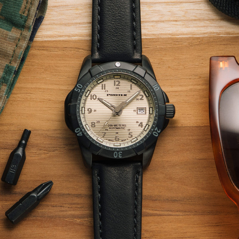 Protek Automatic Tritium Dive Watch with Beige Dial #PT2217