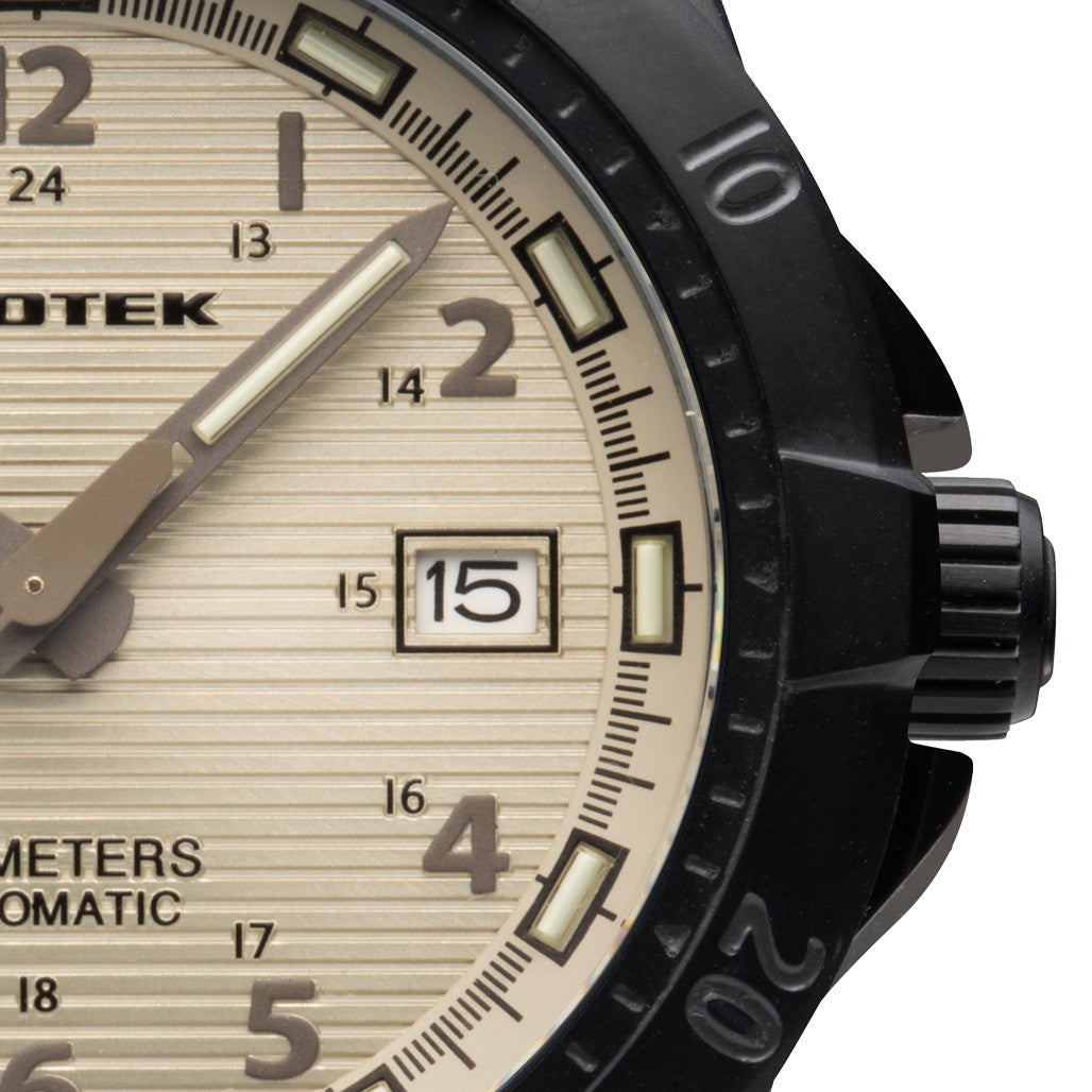 Protek Automatic Tritium Dive Watch with Beige Dial #PT2217 — Long