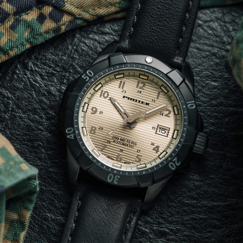 Protek Automatic Tritium Dive Watch with Beige Dial #PT2217