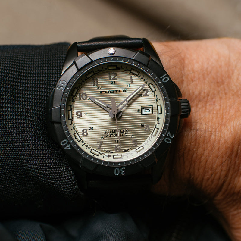 Protek Automatic Tritium Dive Watch with Beige Dial #PT2217