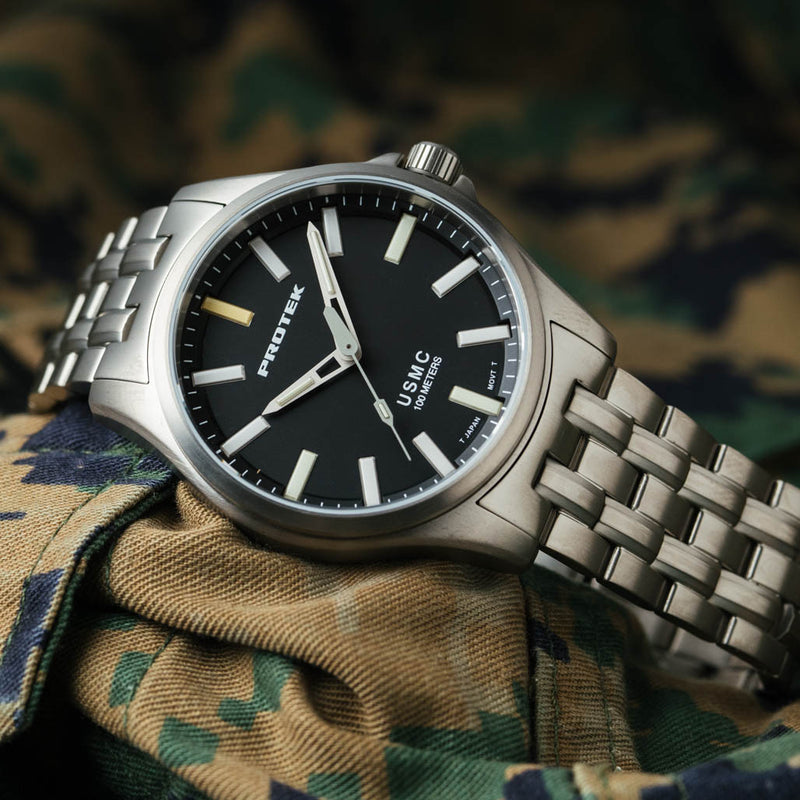 Protek Titanium Field Watch 3100 USMC Series with Tritium T100 Tubes #PT3101BR