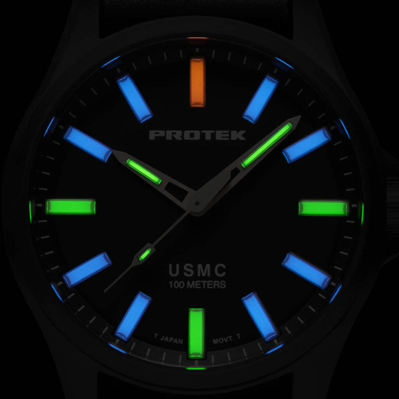 Protek Titanium Field Watch 3100 USMC Series with Tritium T100 Tubes #PT3101BR