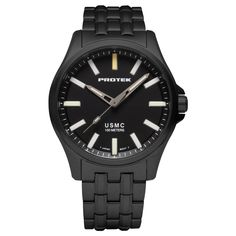 Protek IP Gun Metal Titanium Field Watch 3100 USMC Series with Tritium T100 Tubes #PT3102BR