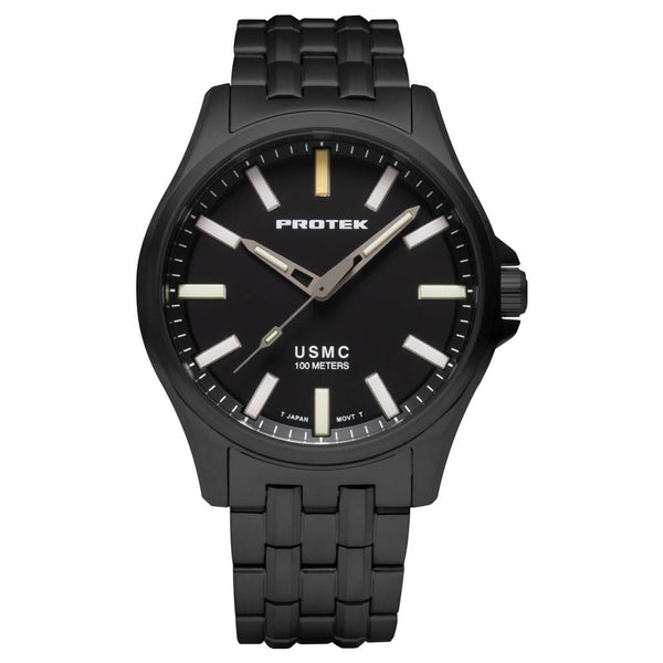 Protek IP Gun Metal Titanium Field Watch 3100 USMC Series with Tritium T100 Tubes #PT3102BR