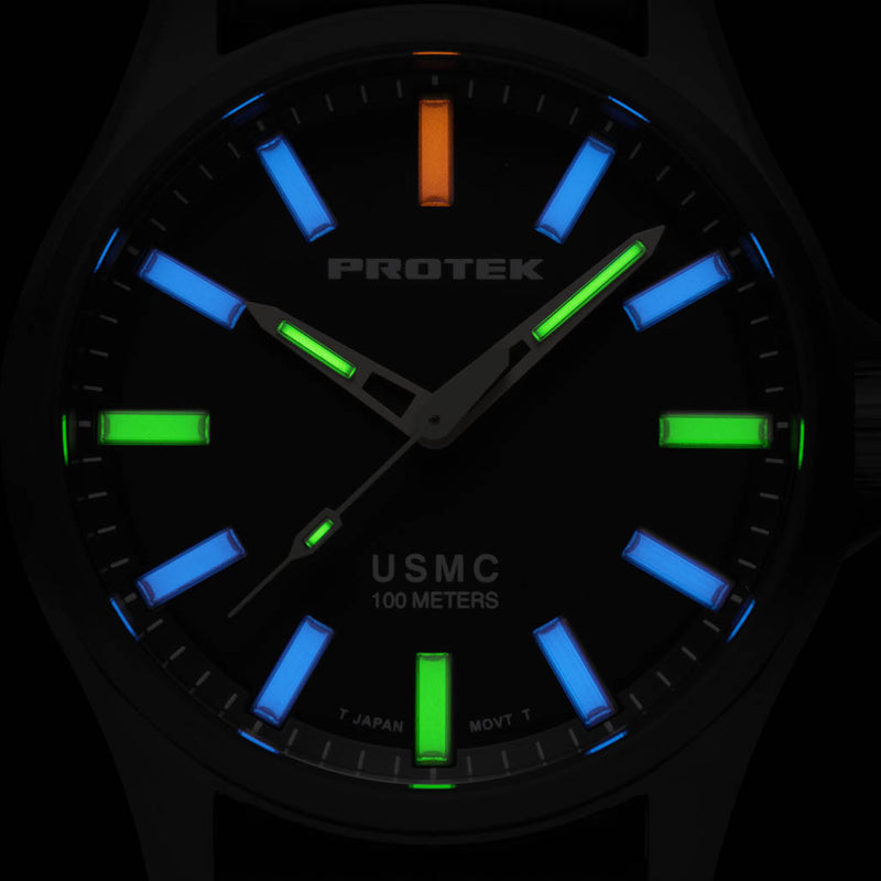 Protek IP Gun Metal Titanium Field Watch 3100 USMC Series with Tritium T100 Tubes #PT3102BR