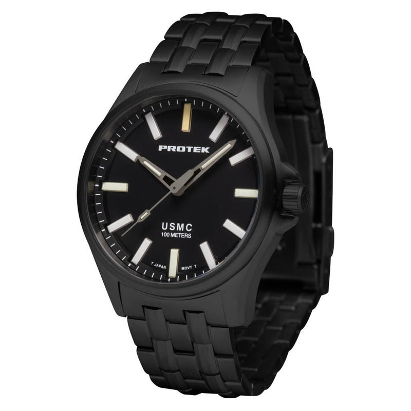 Protek IP Gun Metal Titanium Field Watch 3100 USMC Series with Tritium T100 Tubes #PT3102BR