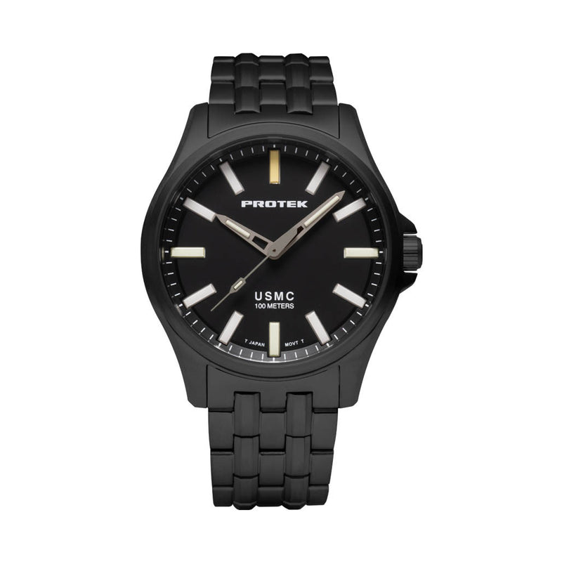 Protek IP Gun Metal Titanium Field Watch 3100 USMC Series with Tritium T100 Tubes #PT3102BR