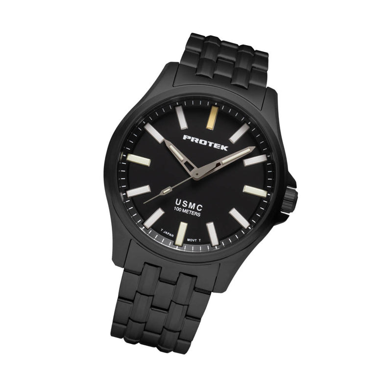 Protek IP Gun Metal Titanium Field Watch 3100 USMC Series with Tritium T100 Tubes #PT3102BR