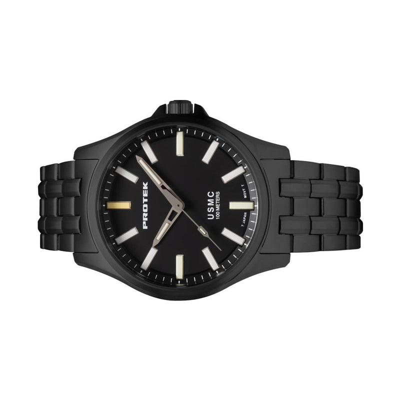 Protek IP Gun Metal Titanium Field Watch 3100 USMC Series with Tritium T100 Tubes #PT3102BR