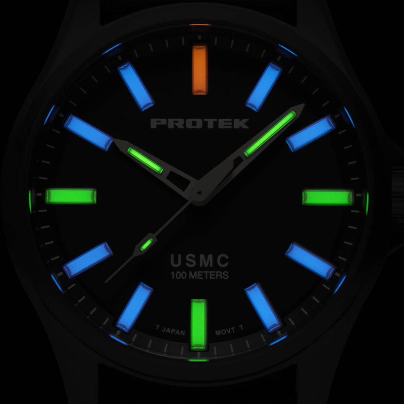 Protek IP Black Titanium Field Watch 3100 USMC Series with Tritium T100 Tubes #PT3106BR