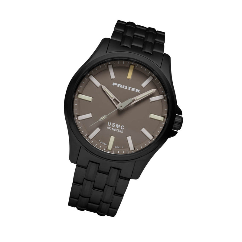 Protek IP Black Titanium Field Watch 3100 USMC Series with Tritium T100 Tubes #PT3106BR