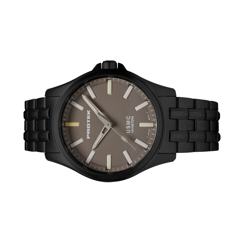 Protek IP Black Titanium Field Watch 3100 USMC Series with Tritium T100 Tubes #PT3106BR