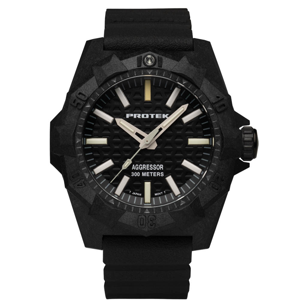 クラブ ROUTESER PROTO STEGA60TX ProTek Aggressor Carbon 4000 Series with Black Dial #PT4001 — Long