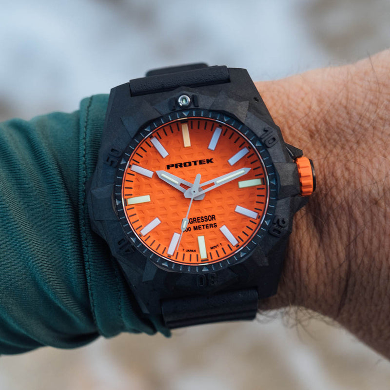 ProTek Aggressor Carbon 4000 Series with Orange Dial #PT4004