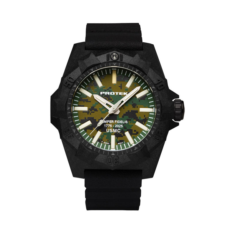 ProTek Aggressor Carbon USMC 250th Anniversary Watch with Green Camo Dial #PT4105SFC