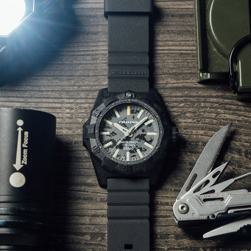 ProTek Aggressor Carbon USMC 250th Anniversary Watch with Grey Camo Dial #PT4109SFC