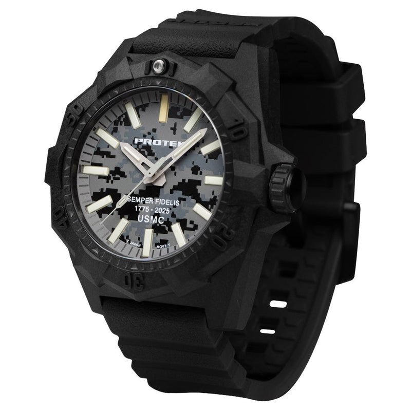 ProTek Aggressor Carbon USMC 250th Anniversary Watch with Grey Camo Dial #PT4109SFC