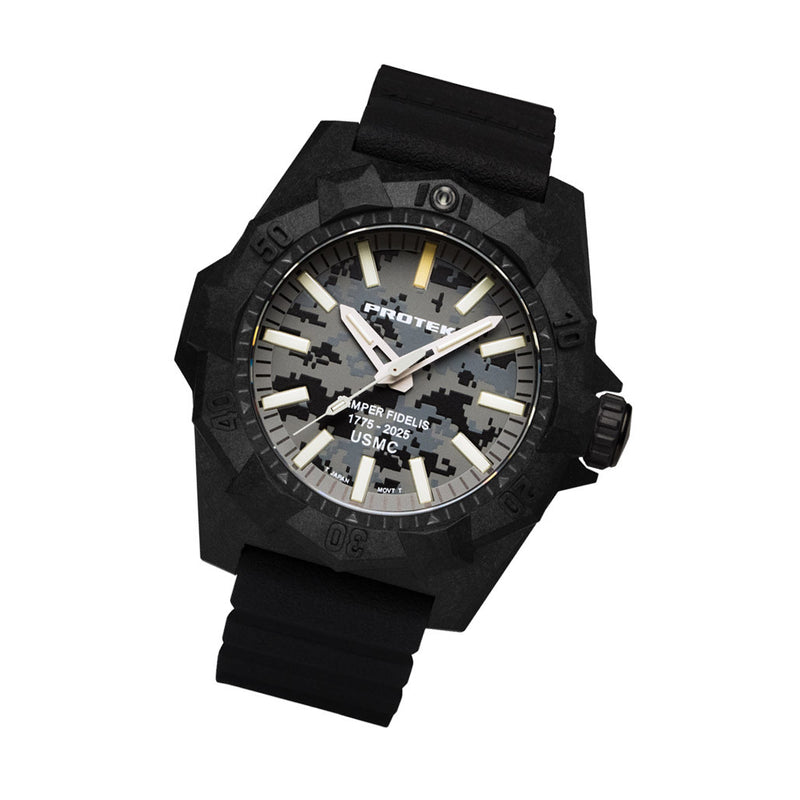 ProTek Aggressor Carbon USMC 250th Anniversary Watch with Grey Camo Dial #PT4109SFC