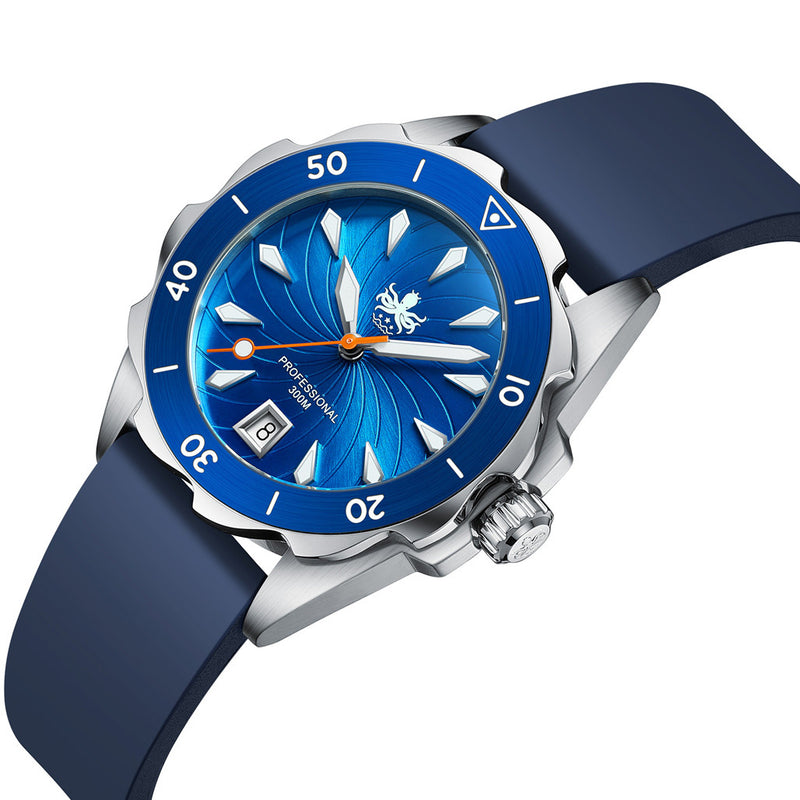 PHOIBOS Sea Nymph 300-Meter Swiss Quartz Dive Watch with Double-Dome Sapphire Crystal #PX021B