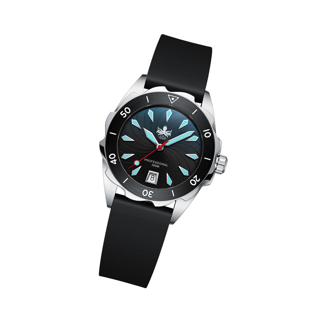 PHOIBOS Sea Nymph 300-Meter Swiss Quartz Dive Watch with Double