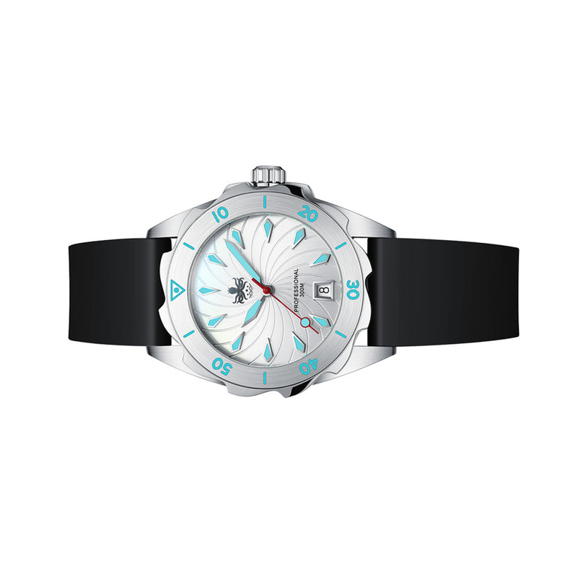 PHOIBOS Sea Nymph 300-Meter Swiss Quartz Dive Watch with Double-Dome Sapphire Crystal #PX021F