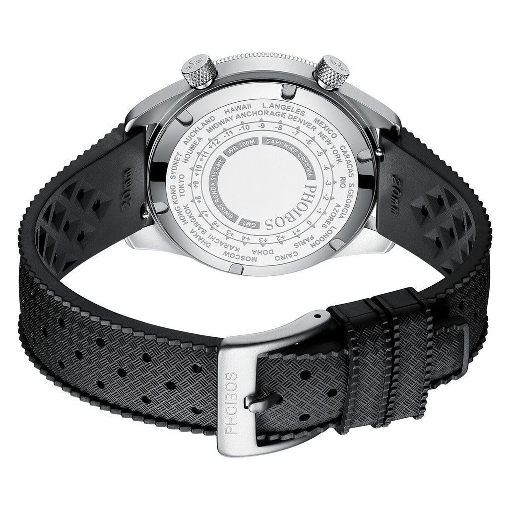 PHOIBOS Eagle Ray 300-Meter Dual-Time GMT Dive Watch with White