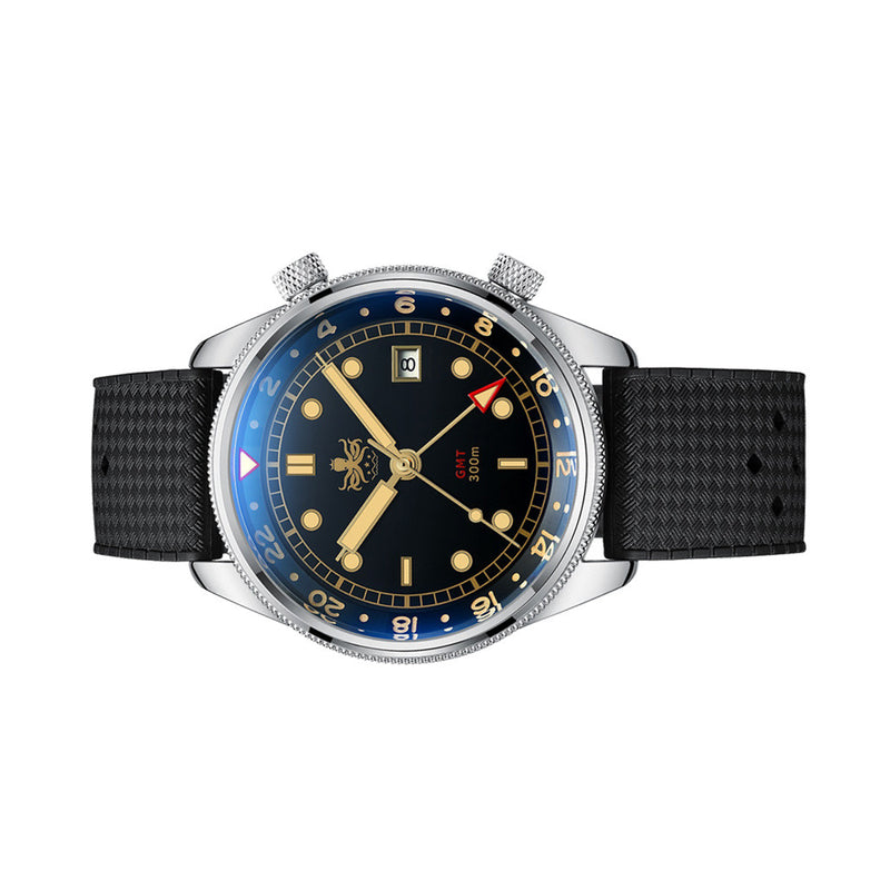 PHOIBOS Eagle Ray 300-Meter Dual-Time GMT Dive Watch with Double Dome AR Sapphire Crystal #PX023D