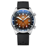 PHOIBOS Eagle Ray 300-Meter Dual-Time GMT Dive Watch with Orange Dial #PX023F