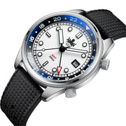 PHOIBOS Eagle Ray 300-Meter Dual-Time GMT Dive Watch with White Dial #PX023G