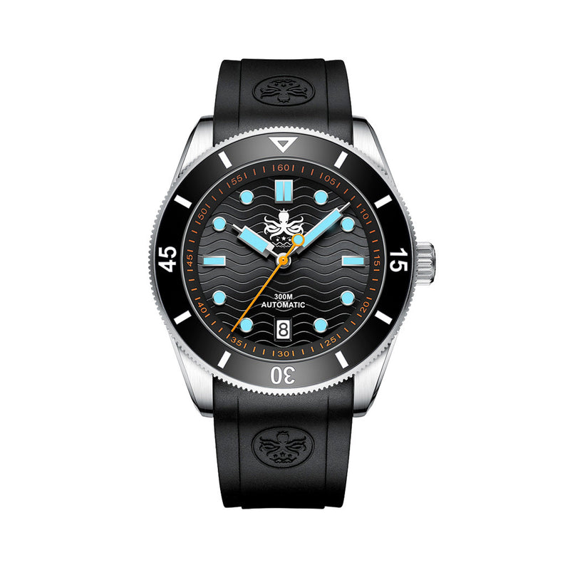 PHOIBOS Wave Master 300-Meter Automatic Dive Watch with Rubber Strap #PY010CR