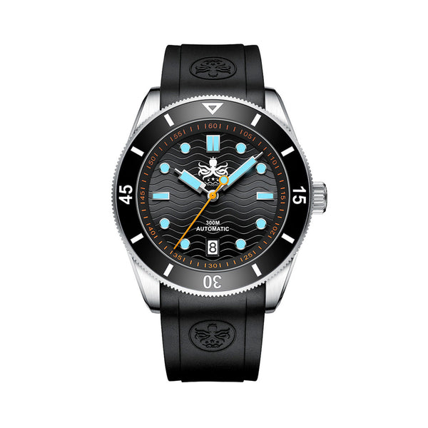 PHOIBOS Wave Master 300-Meter Automatic Dive Watch with Rubber Strap #PY010CR