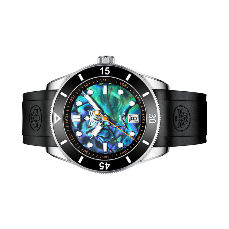 PHOIBOS Abalone Wave Master 300-Meter Automatic Dive Watch with Rubber Strap #PY010ER side