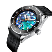 PHOIBOS Abalone Wave Master 300-Meter Automatic Dive Watch with Rubber Strap #PY010ER dial zoom