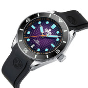 PHOIBOS Purple Dial Wave Master Automatic Dive Watch with Rubber Strap #PY010HR