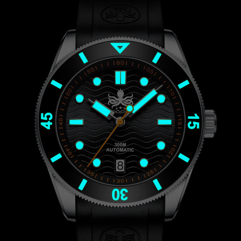 PHOIBOS Purple Dial Wave Master Automatic Dive Watch with Rubber Strap #PY010HR