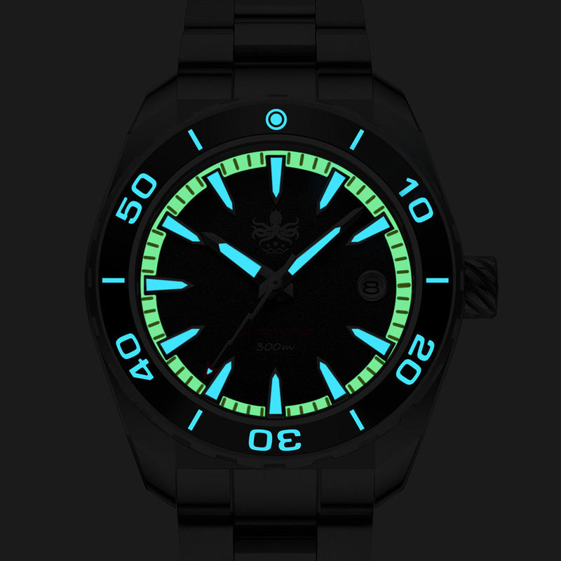 Phoibos Proteus 300M Automatic Diver with Green Dial #PY024A lume