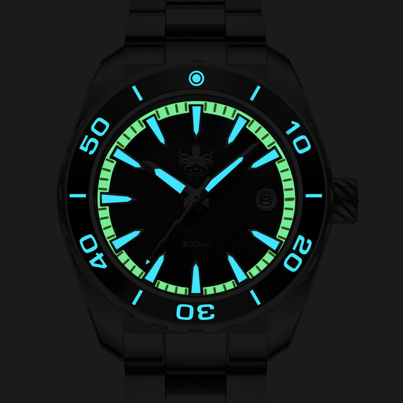 Phoibos Proteus 300M Automatic Diver with Blue Dial #PY024B lume