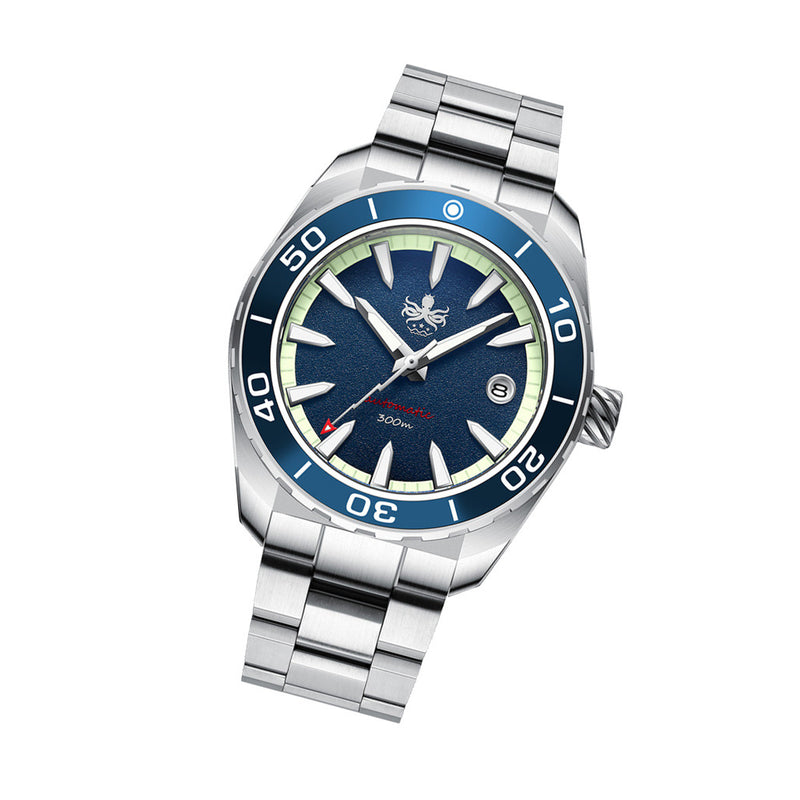 Phoibos Proteus 300M Automatic Diver with Blue Dial #PY024B tilt