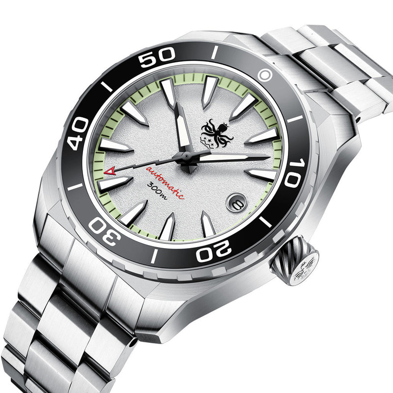 Phoibos Proteus 300M Automatic Diver with White Dial #PY024D angle