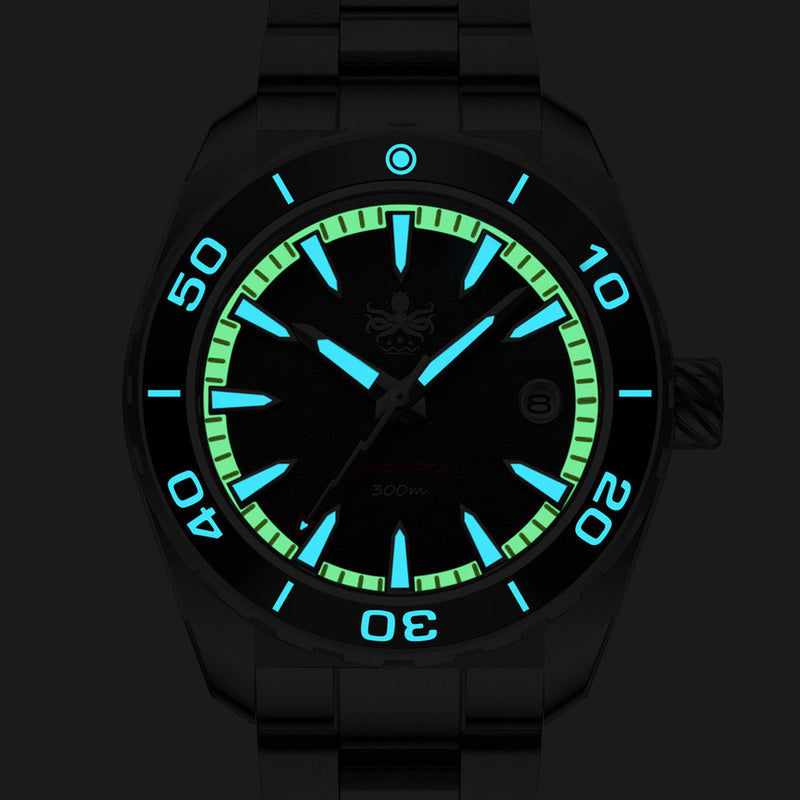 Phoibos Proteus 300M Automatic Diver with Salmon Dial #PY024G lume